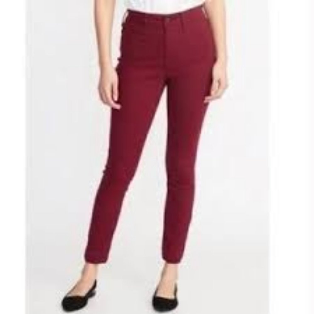 NWT OLD NAVY ROCKSTAR MID-RISE SUPER SKINNY STRETCH JEANS BURGUNDY 4
